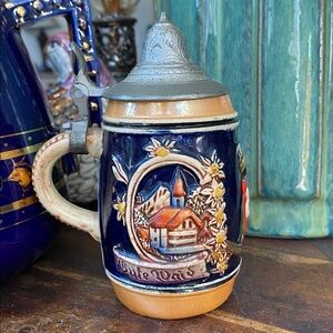 Vintage Gerz Co.Ceramic German Beer Stein w/Pewter Lid